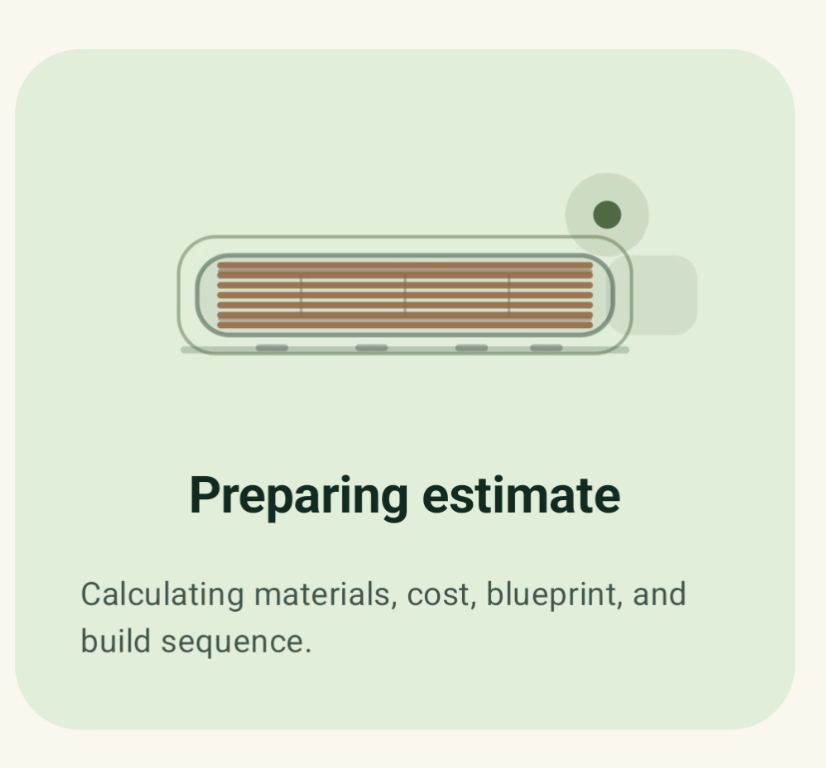 Builtwy app screen: Build the plan