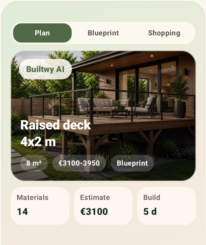 Builtwy app feature: Cost estimation